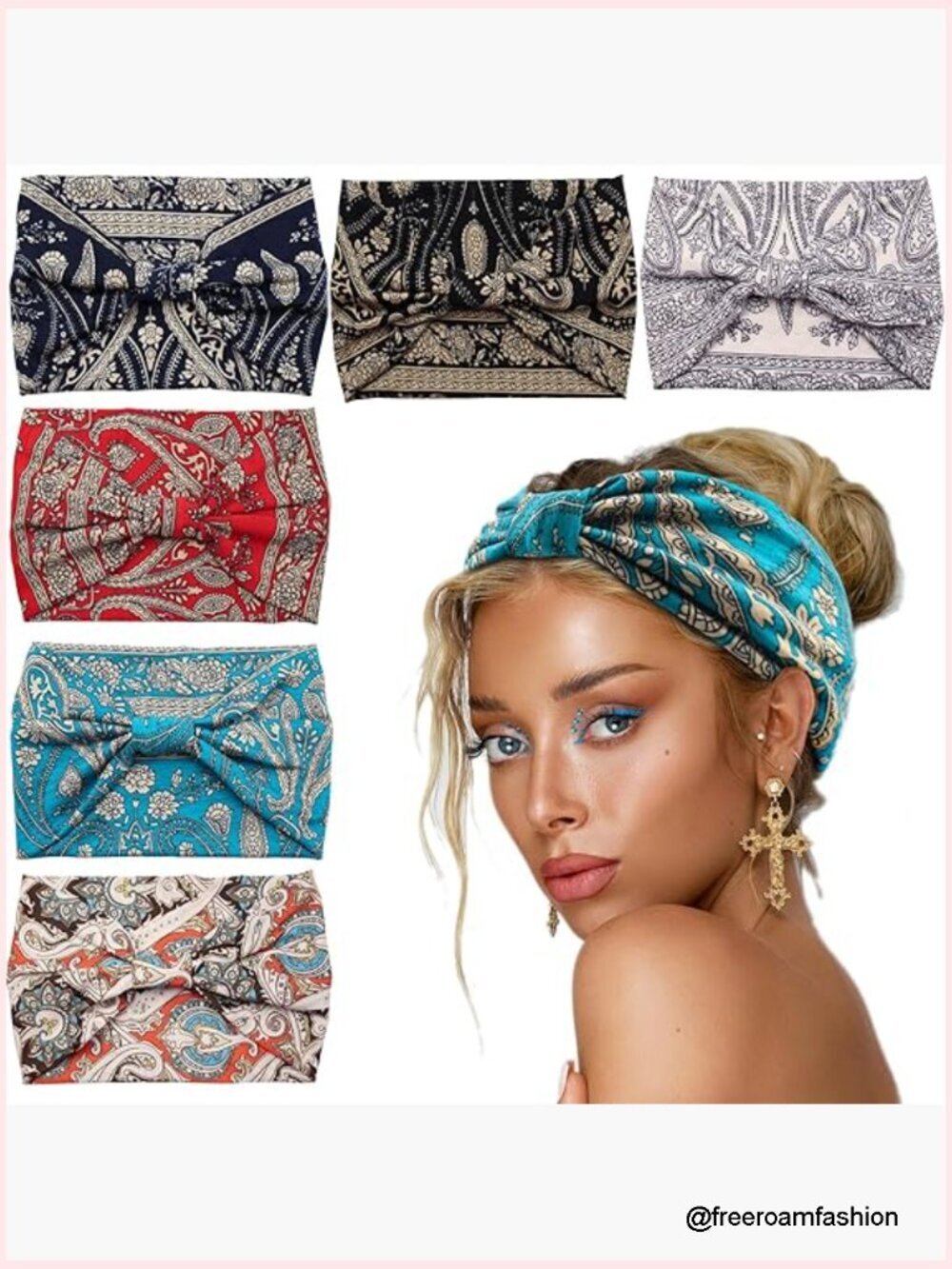 6-Pack Stretchy Wide Headbands for Women, Non-Slip Workout Yoga Head Wraps